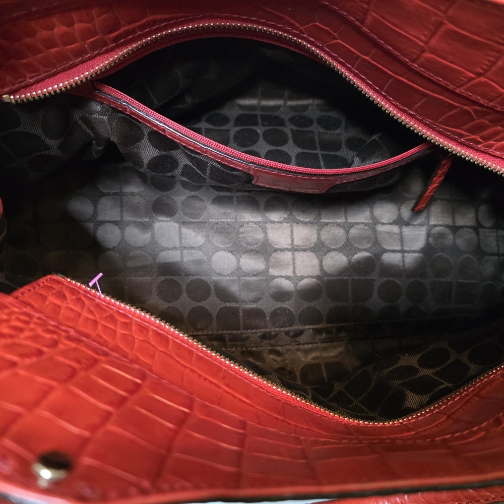 Kate Spade New York Stevie Carlsbad Red Croc-Embossed Leather Satchel -$350 MSRP - Picture 5 of 8